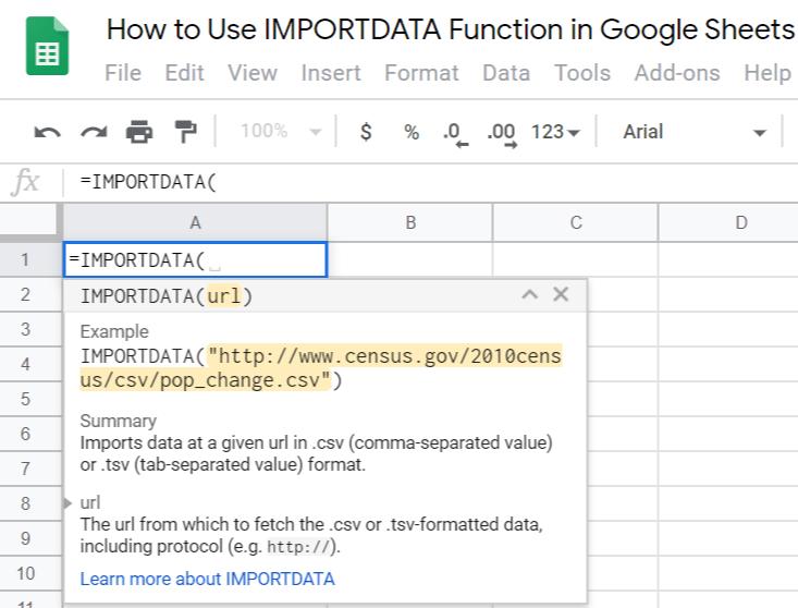 Hướng dẫn cách sử dụng hàm IMPORTDATA trong Google Sheets
